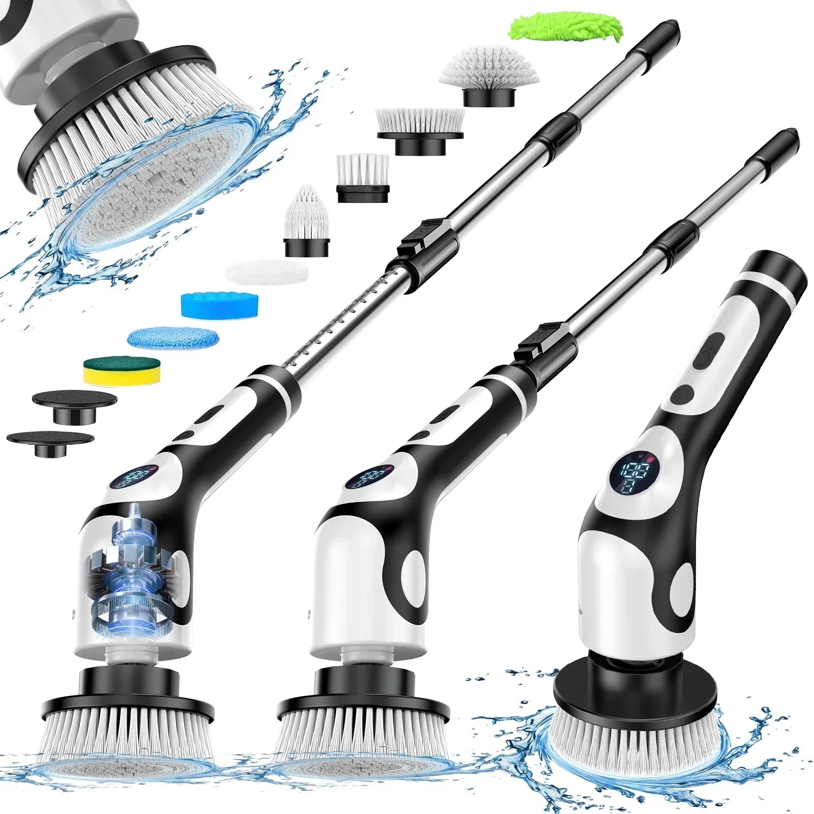 New Electric Cleaning Brush Multifunctional Kitchen Bathroom Toilet Portable Powerful Clean Brush LED Display