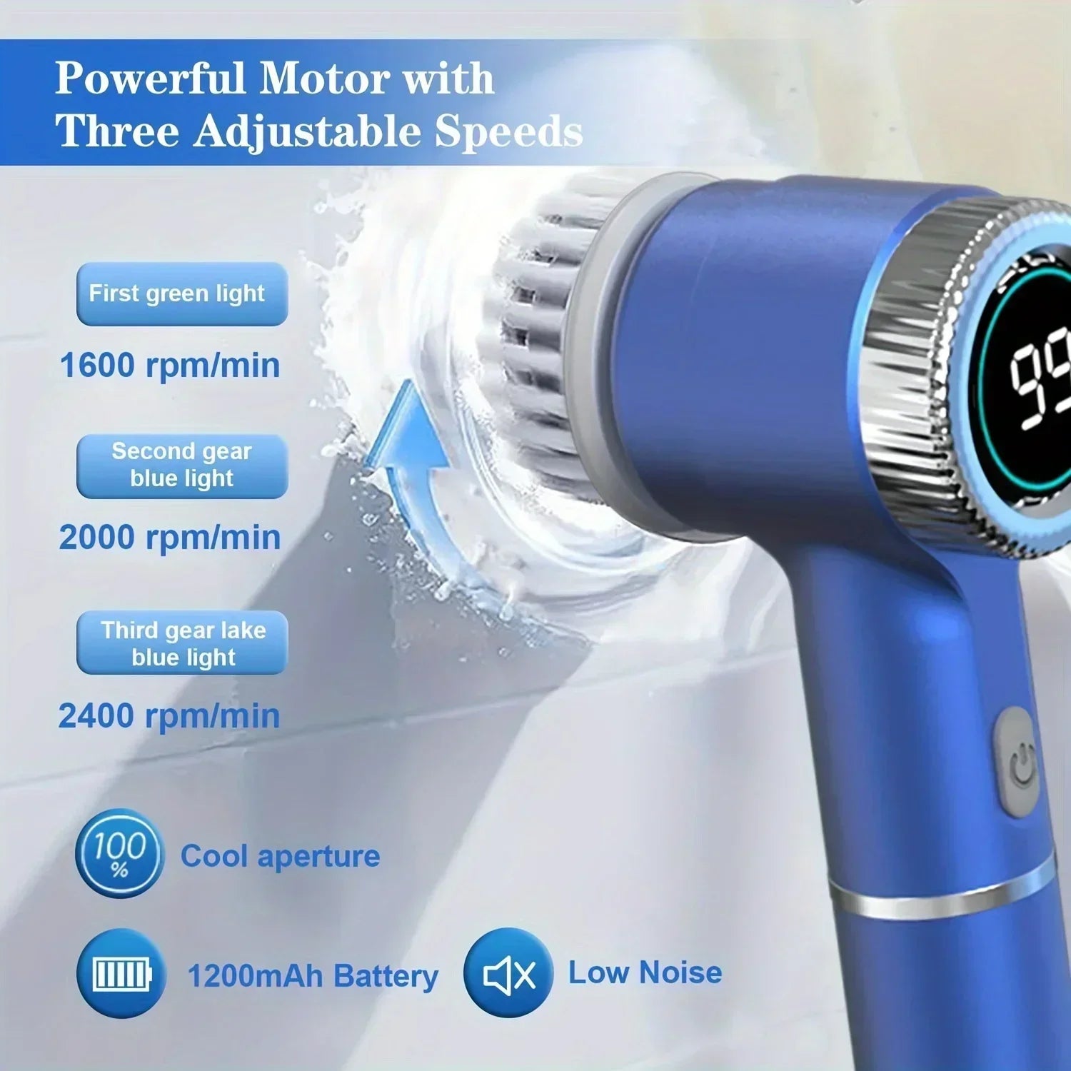 New Electric Cleaning Brush Multifunctional Kitchen Bathroom Toilet Portable Powerful Clean Brush LED Display