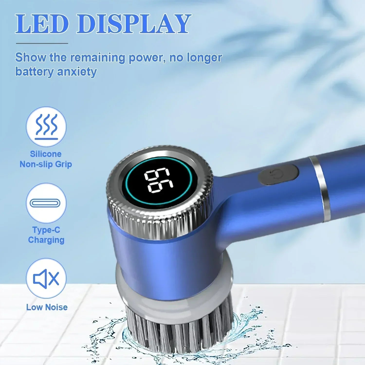 New Electric Cleaning Brush Multifunctional Kitchen Bathroom Toilet Portable Powerful Clean Brush LED Display